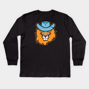 funny cow boy lion Kids Long Sleeve T-Shirt